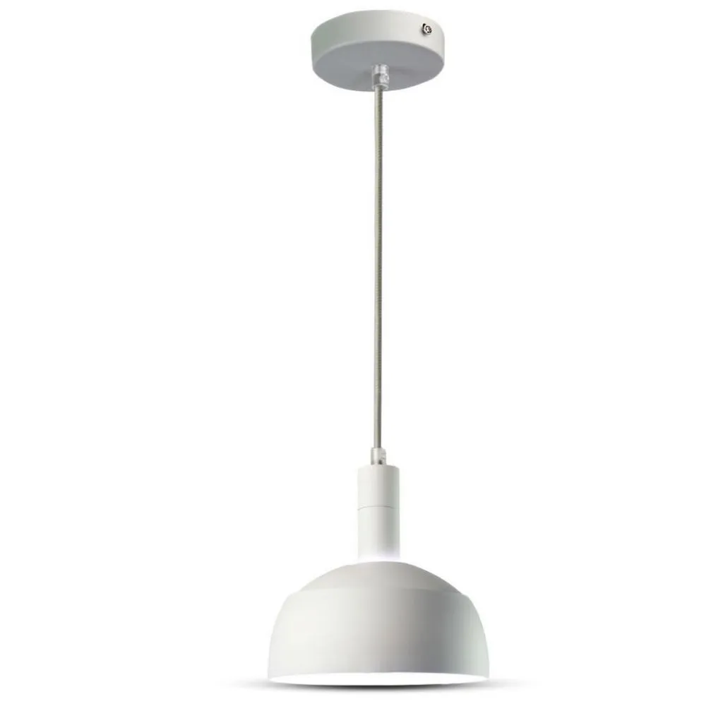Lampadario LED con Paralume in Alluminio e Portalampada E14 (Max 60W) Colore Bianco, vista frontale