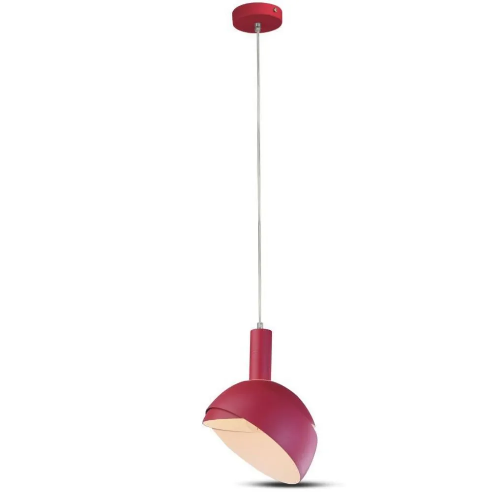 Lampadario LED con Paralume in Alluminio e Portalampada E14 (Max 60W) Colore Rosa, vista angolata