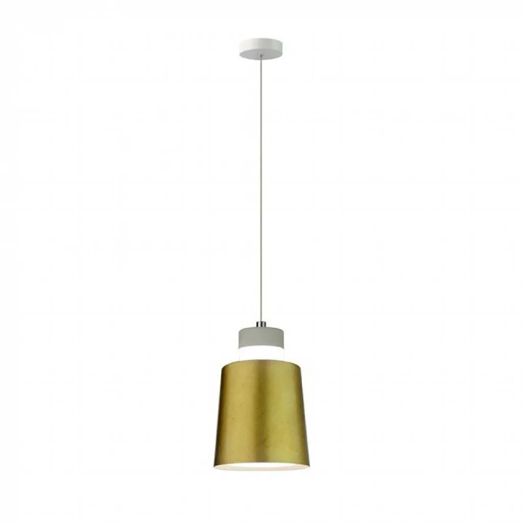Lampadario LED a Cilindro in Metallo 7W Colore Oro 3000K, vista frontale