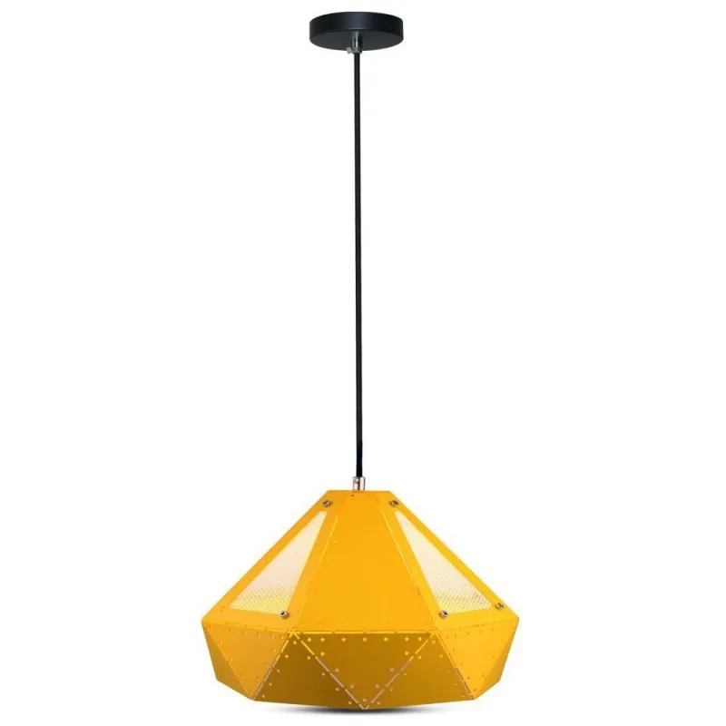 Lampadario LED a Prisma in Metallo con Portalampada E27 (Max 60W) Colore Giallo, vista frontale