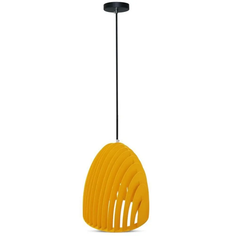 Lampadario LED a Campana Prismatica in Metallo con Portalampada E27 (Max 60W) Colore Giallo, vista frontale