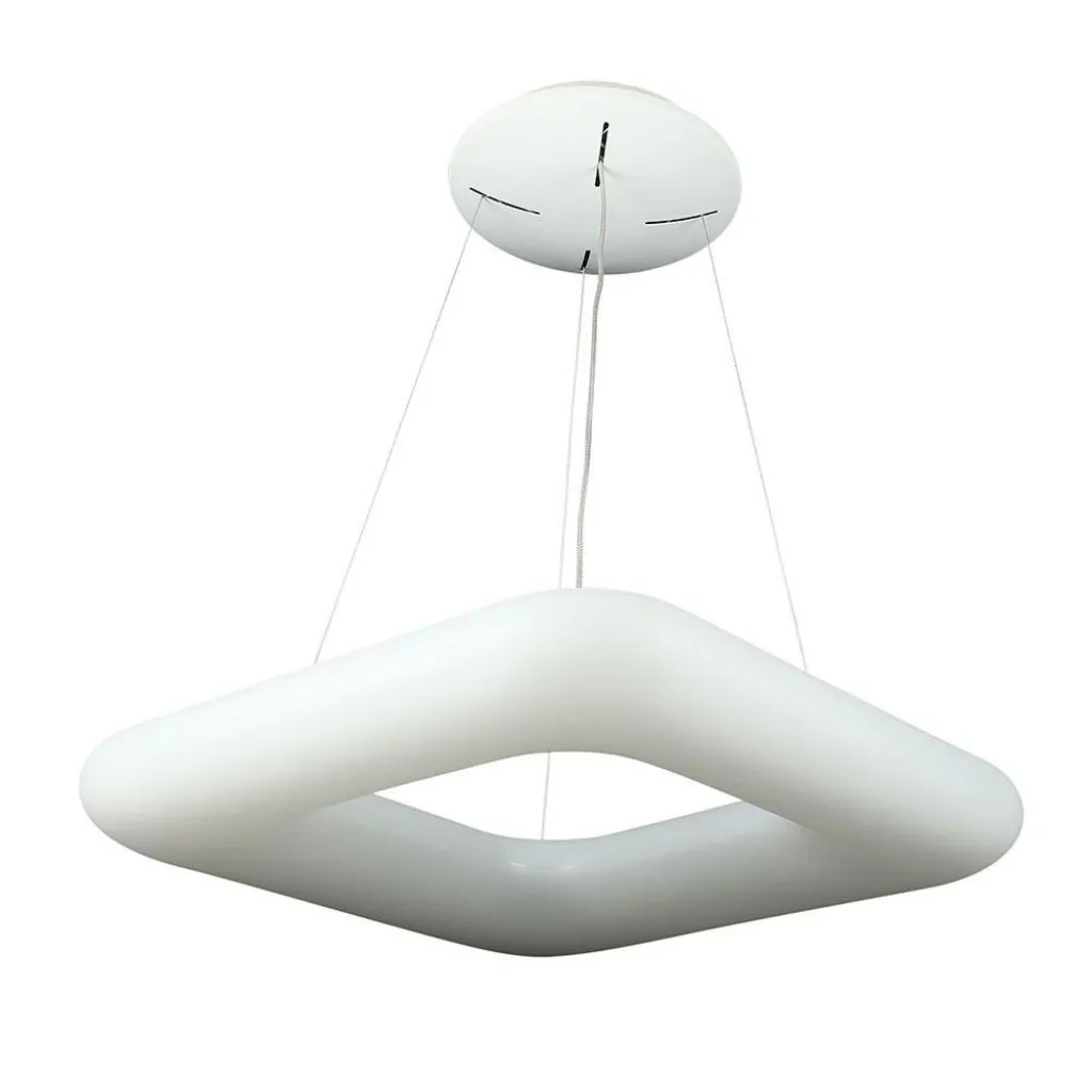 Lampadario LED a Sospensione Quadrato 42W con Telecomando Cambio Colore 3 in 1 Corpo Bianco l: 60cm h:120cm Dimmerabile, vista angolata generale