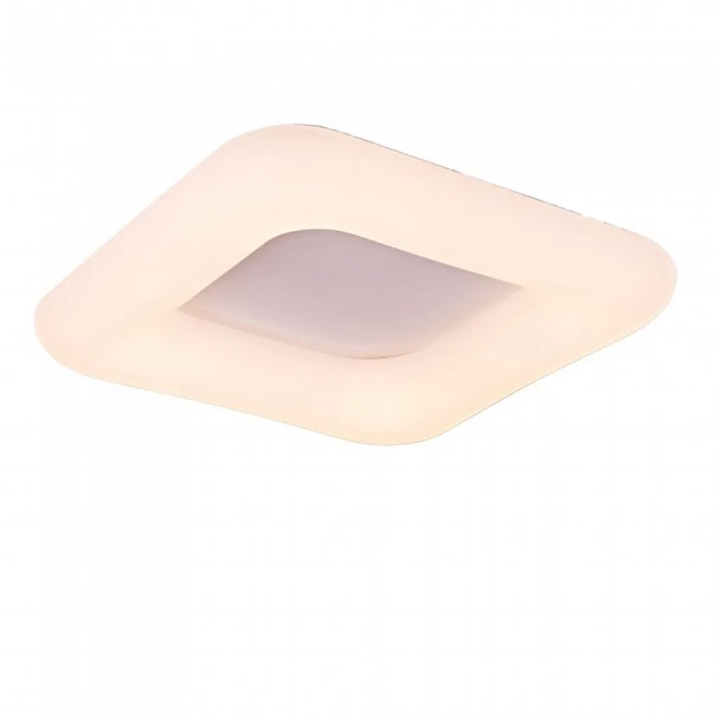 Plafoniera LED Quadrata 80W con Telecomando Cambio Colore 3 in 1 Corpo Bianco l: 75cm h: 12,5cm Dimmerabile, vista angolata dal basso