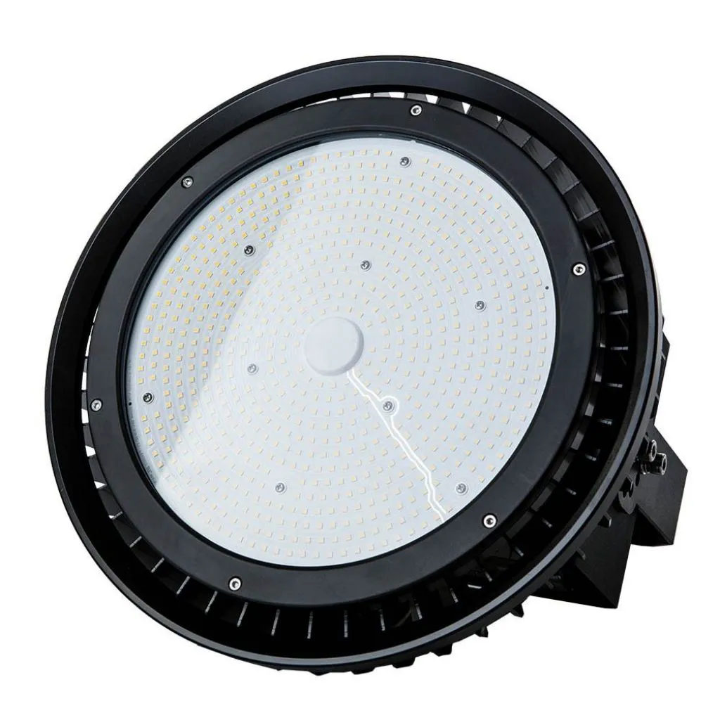 Campana Industriale LED SMD 500W 130LMw UFO Driver MW Mean Well 120 gradi 6400K Dimmerabile, vista angolata frontale