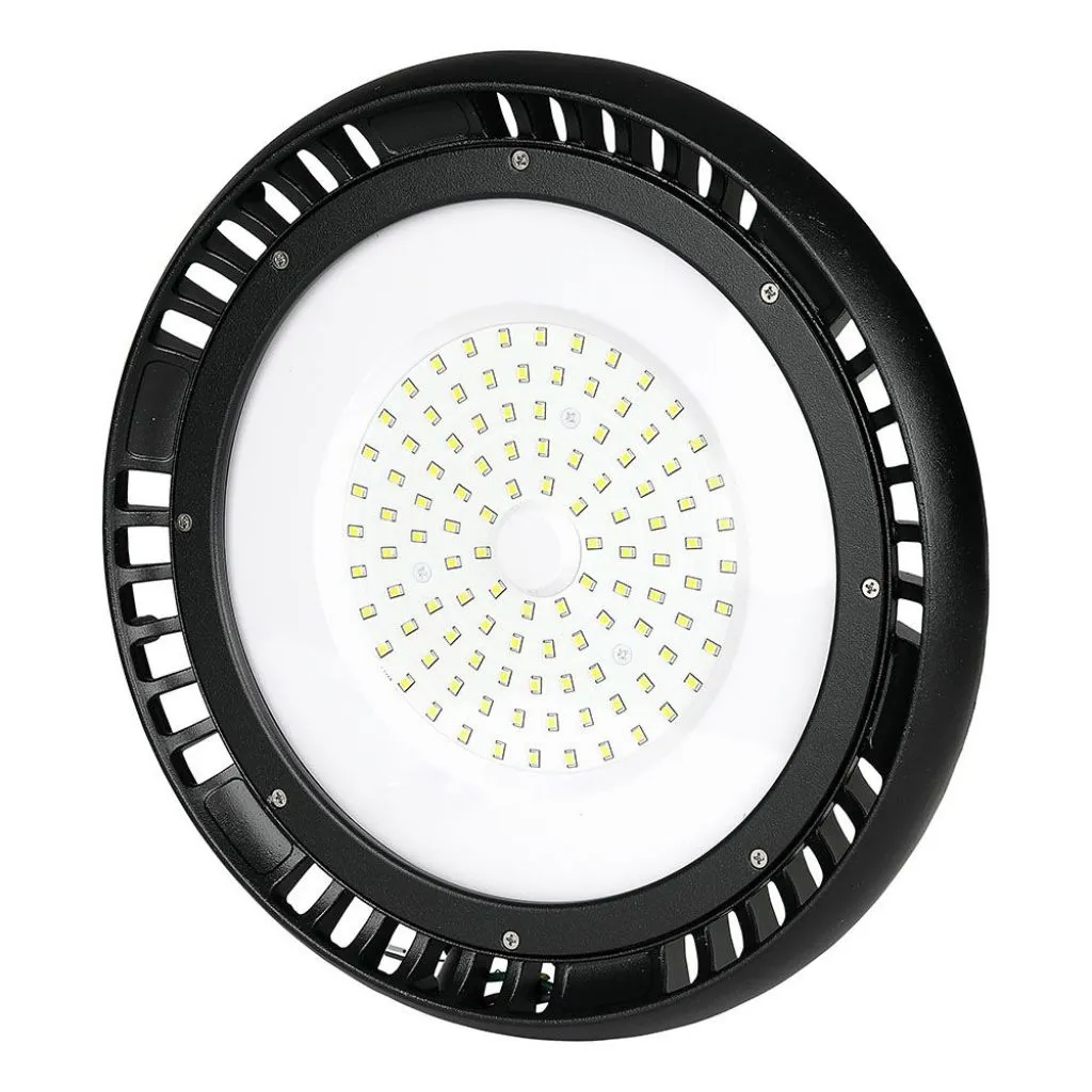 Campana Industriale LED Chip Samsung 100W 120LMw UFO Driver MW Mean Well 120 gradi 6400K Dimmerabile, vista angolata frontale