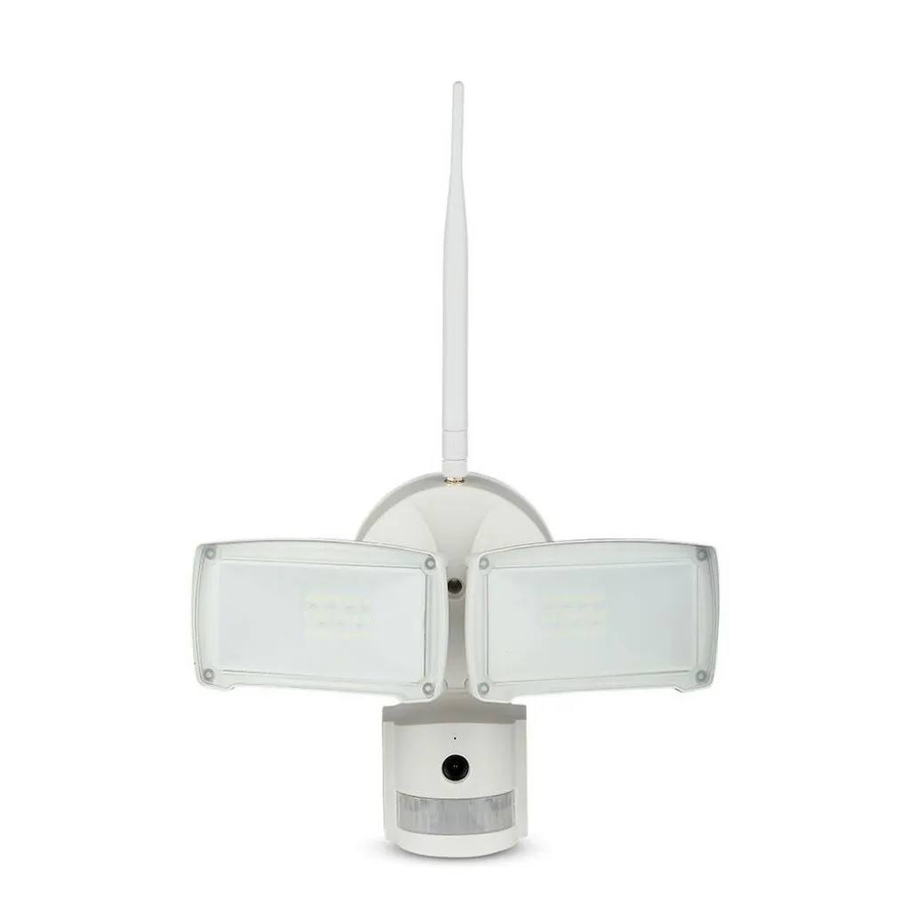 Faro LED 18W con Sensore PIR e Telecamera WiFi Colore Bianco 6000K, vista frontale