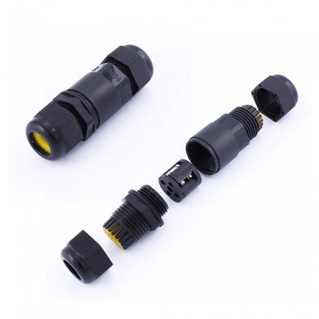 Scatola di Derivazione con 2 Terminali 5-9 mm Colore Nero, vista componenti disassemblati