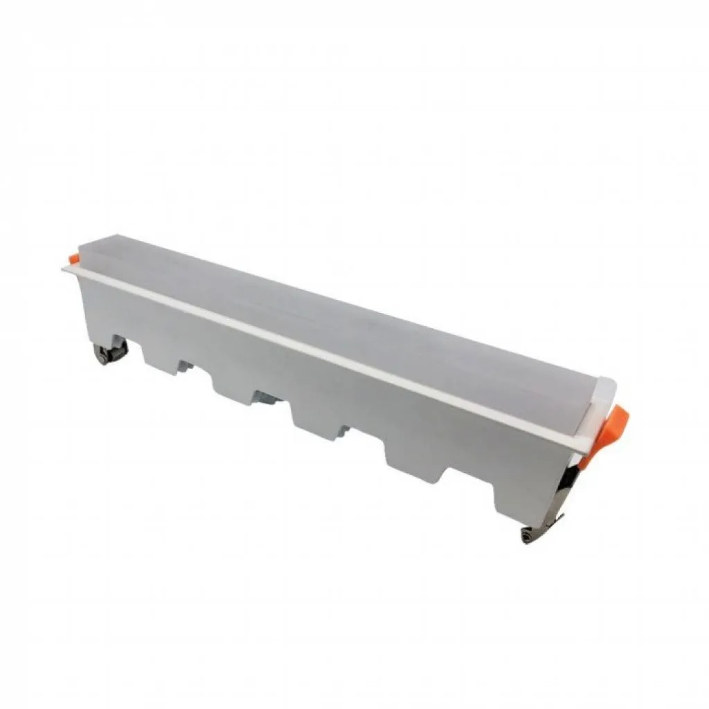 Mini Pannello LED 20W Lineare Montaggio ad Incasso 290x45x72mm Colore Bianco 6400K, vista angolata