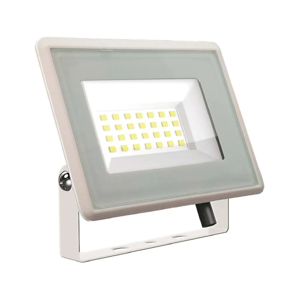 Faro LED SMD 20W F-Series con Driver IC Integrato Colore Bianco 6500K, vista frontale angolata
