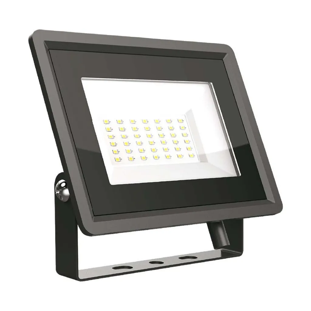 Faro LED SMD 30W F-Series con Driver IC Integrato Colore Nero 4000K, vista frontale angolata
