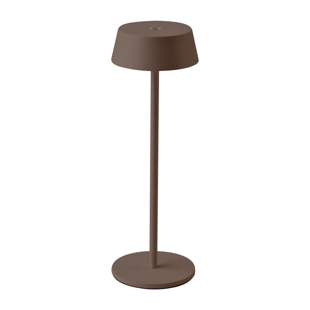 Lampada LED da Tavolo 2W Ricaricabile Dimmerabile 3000K Corten, vista frontale