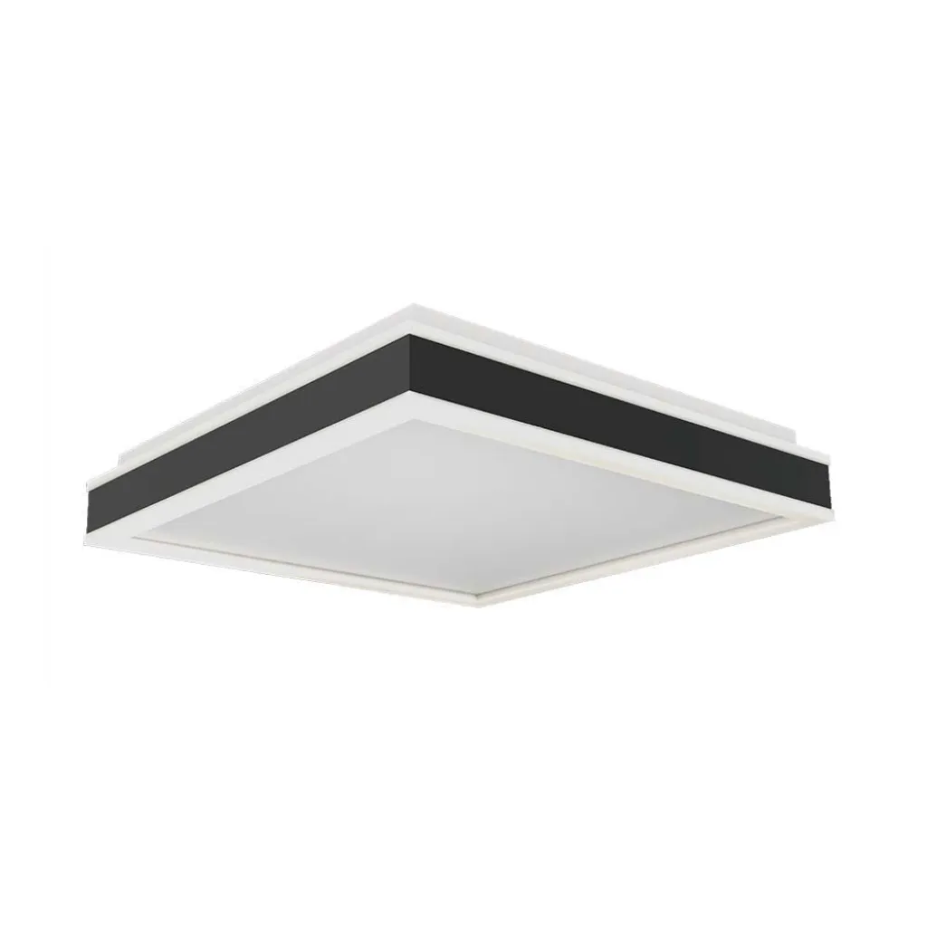 Lampadario LED Quadrato 38W con Montaggio a Plafone Colore Nero 4000K, vista angolata