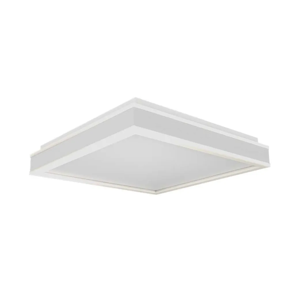 Lampadario LED Quadrato 38W con Montaggio a Plafone Colore Bianco 4000K, vista angolata