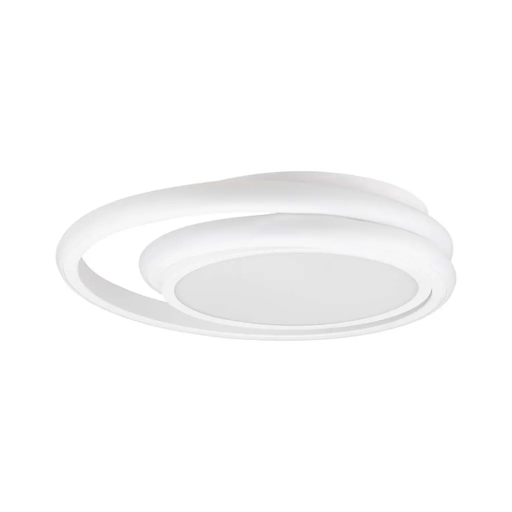 Lampadario LED Rotondo Doppio 38W con Montaggio a Plafone Colore Bianco 4000K, vista angolata