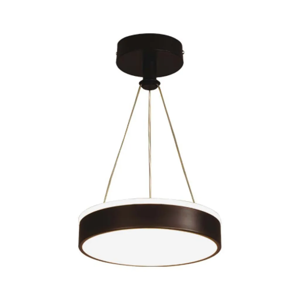 Lampadario LED a Sospensione Circolare 12W in Metallo Colore Nero d: 240mm h: 500mm 4000K, vista frontale