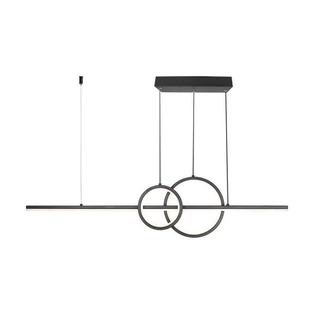 Lampadario LED a Sospensione 15W dal Design Moderno Colore Nero 4000K, vista frontale