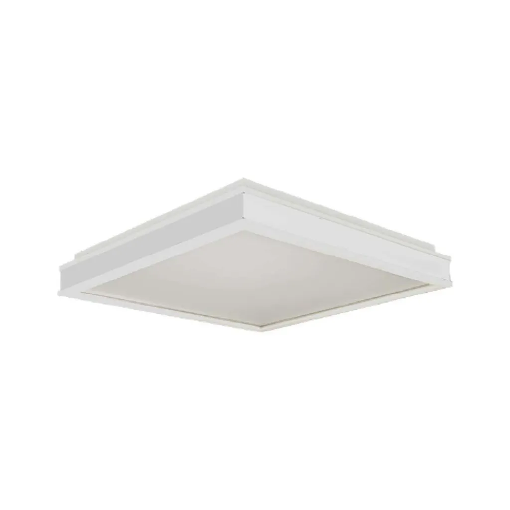 Lampadario LED Quadrato 24W con Montaggio a Plafone Colore Bianco 4000K, vista angolata dal basso