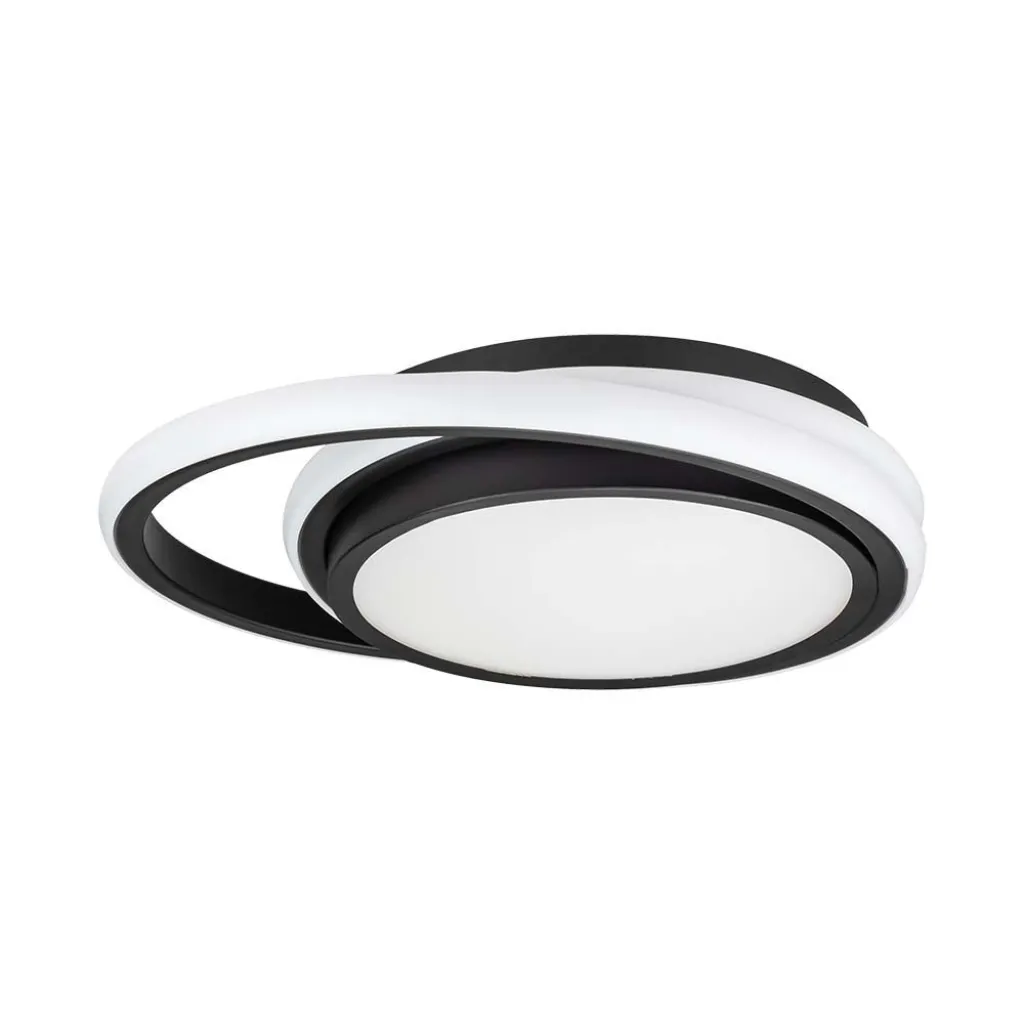 Lampadario LED Rotondo Doppio 24W con Montaggio a Plafone Colore Nero 4000K, vista generale