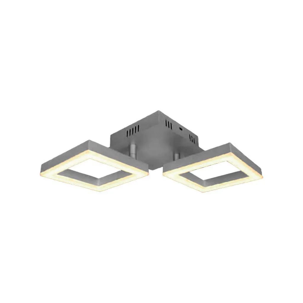 Lampadario LED con 2 Cornici 14W in Metallo Colore Grigio 3000К, vista angolata