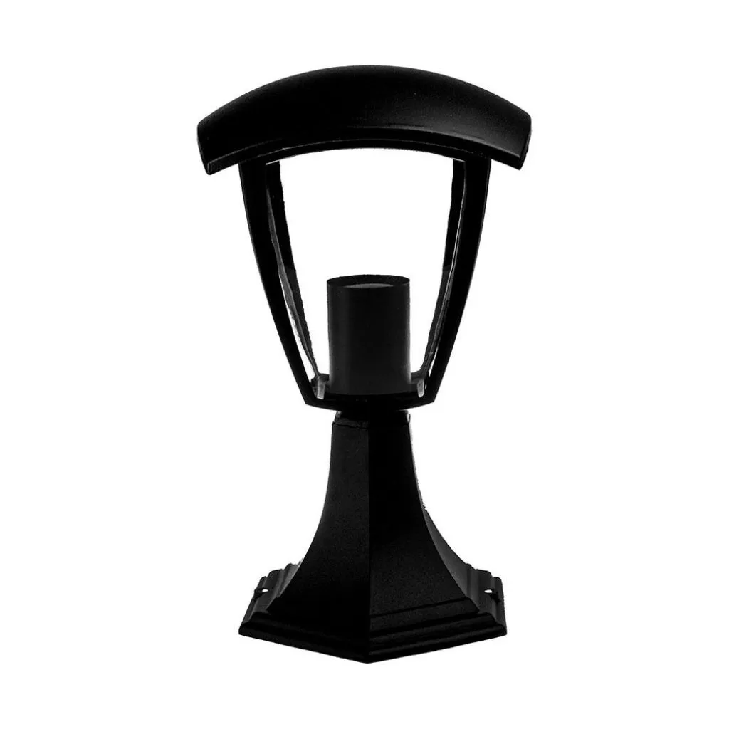 Piantana LED da Giardino a Lanterna Fissaggio a Terra con Portalampada E27 (Max 60W) Colore Nero, vista frontale angolata