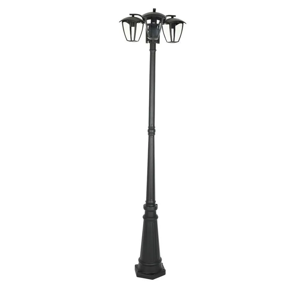Lampione LED con Portalampada E27 (Max 3x60W) Colore Nero h: 199cm, vista generale
