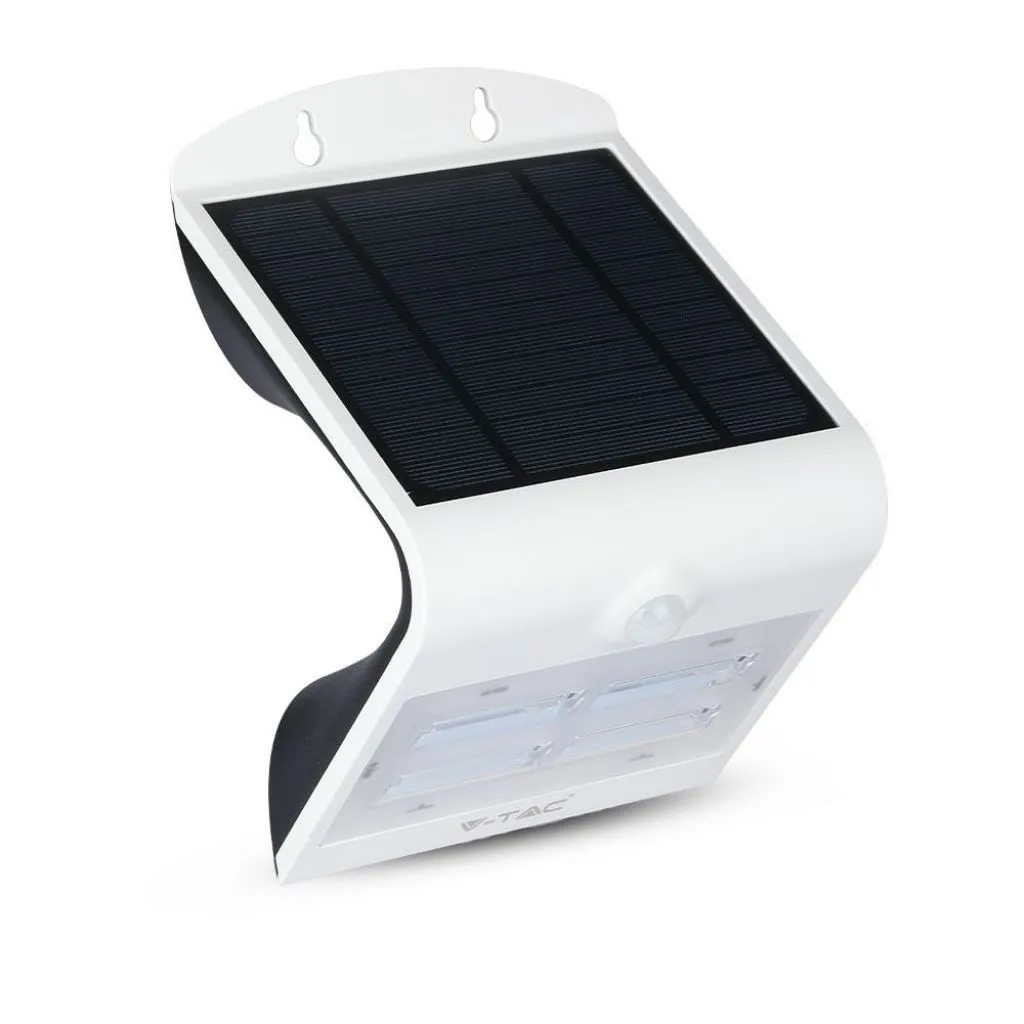 Lampada LED Solare da Muro a Batteria 3W 130LM/W 30LED con Sensore PIR Colore Bianco 3000K+4000K, vista angolata
