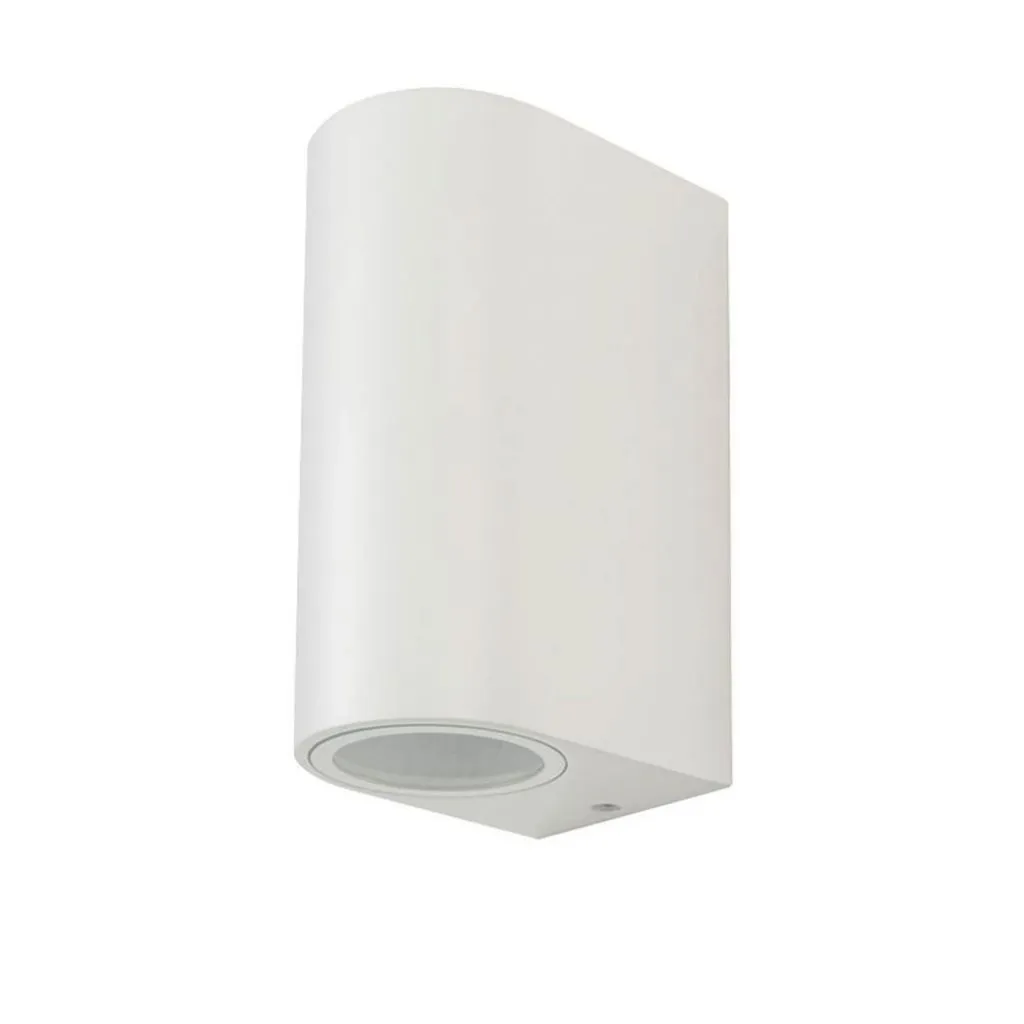 Portafaretto LED Doppio da Muro 2xGU10 e GU5.3 (MR16) Arrotondato in Alluminio Colore Bianco, vista angolata frontale