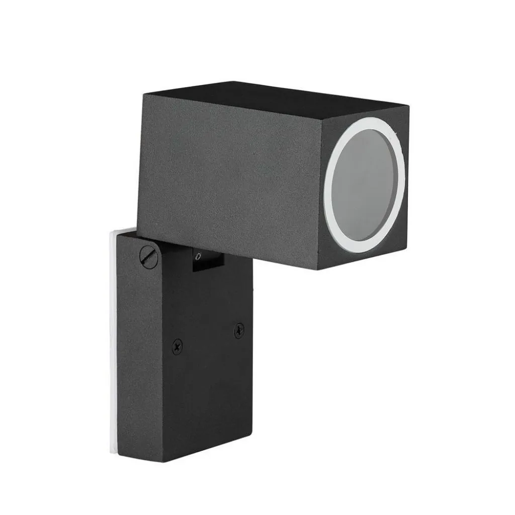 Portafaretto LED da Muro Quadrato GU10 (Max 35W) Orientabile Colore Nero, vista angolata