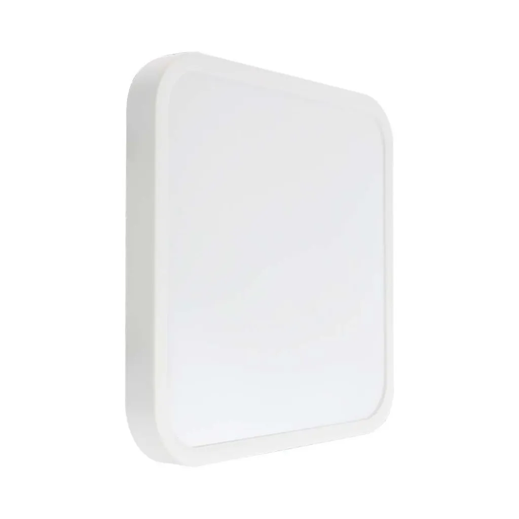 Plafoniera LED Chip Samsung Quadrata 24W 100LM/W Colore Bianco Diametro 295mm 3000K, vista angolata laterale