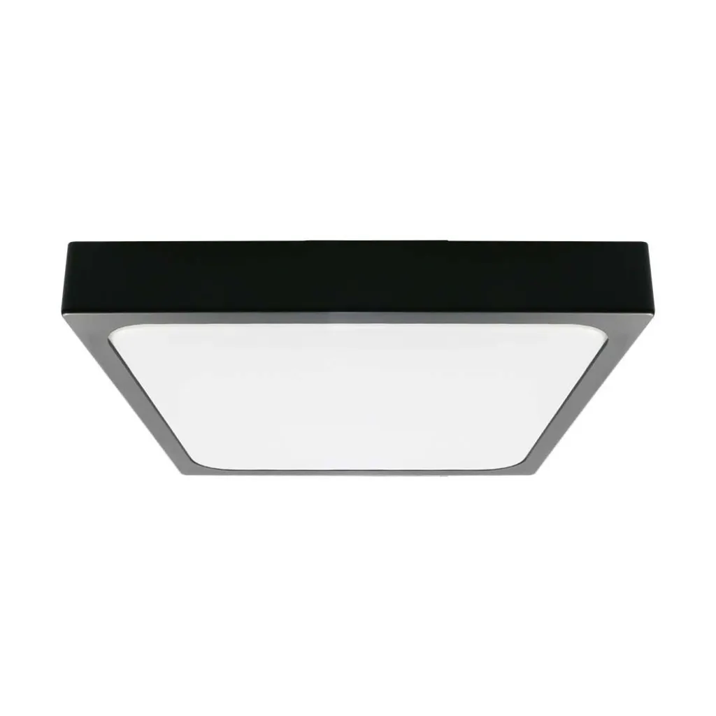 Plafoniera LED Quadrata 30W Colore Nero 4000K, vista angolata