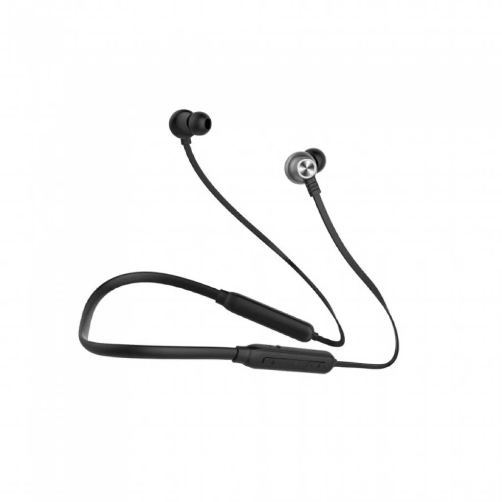 Auricolari Bluetooth Collegate con Cavo 500mAh Colore Nero, vista angolata