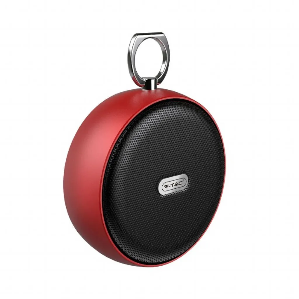 Speaker Bluetooth Portatile 4W con Microfono e Slot per Scheda TF Batteria da 800mAh Colore Rosso, vista angolata