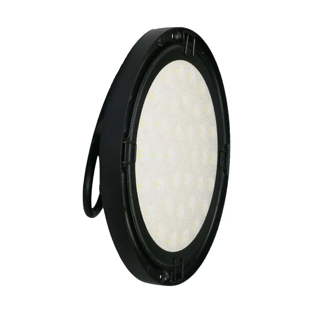 Campana Industriale LED SMD 150W 120LMw UFO Colore Nero 110 gradi 4000K, vista angolata frontale