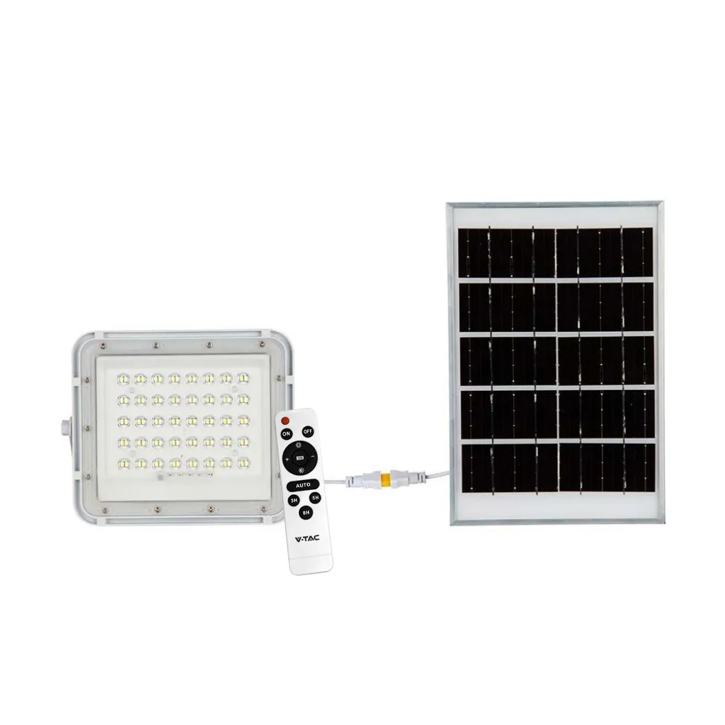 Faro LED Solare 6W Telecomando Batteria Sostituibile Cavo 3m Bianco 6400K, vista generale prodotti