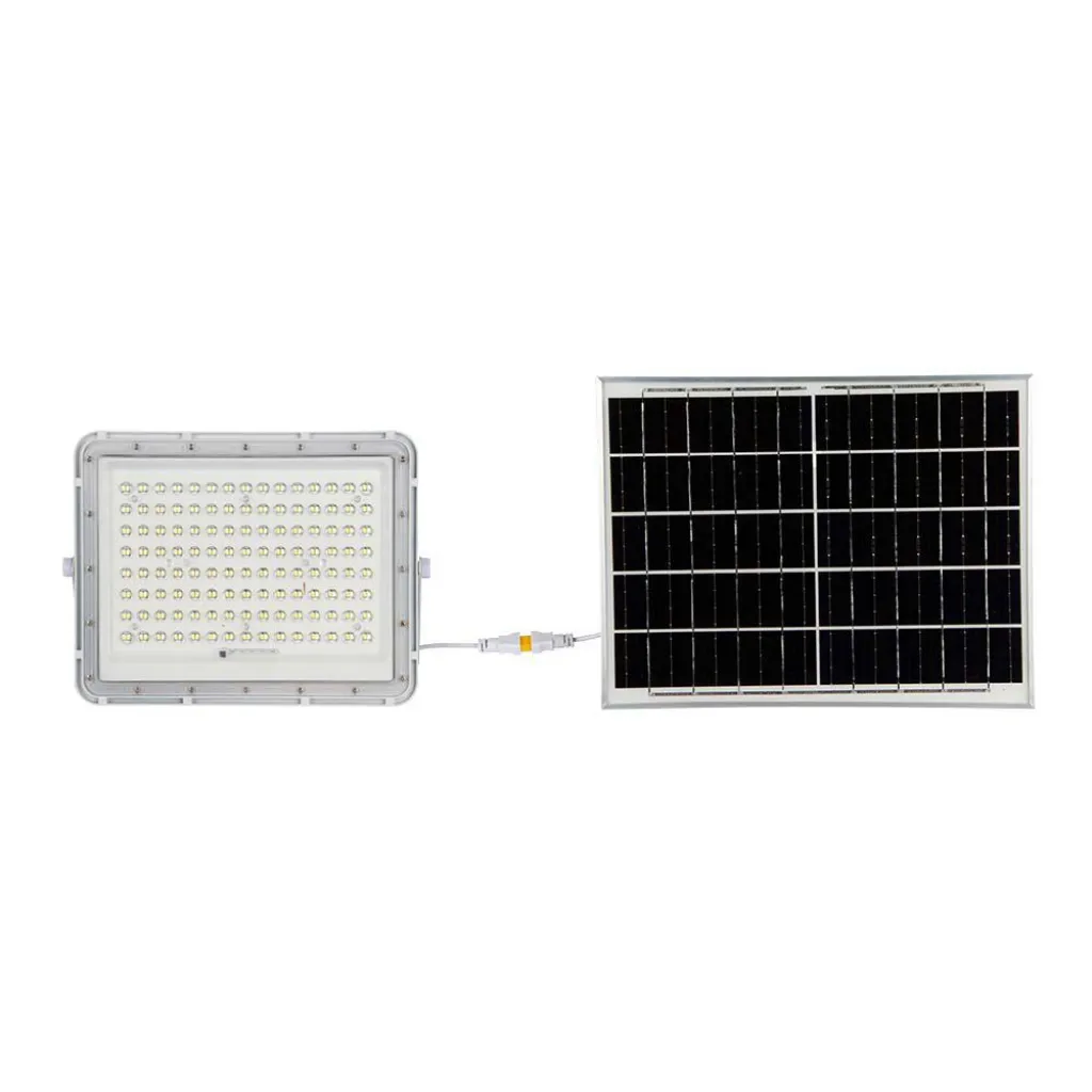 Faro LED Solare 20W Telecomando Batteria Sostituibile Cavo 3m Bianco 4000K, vista frontale