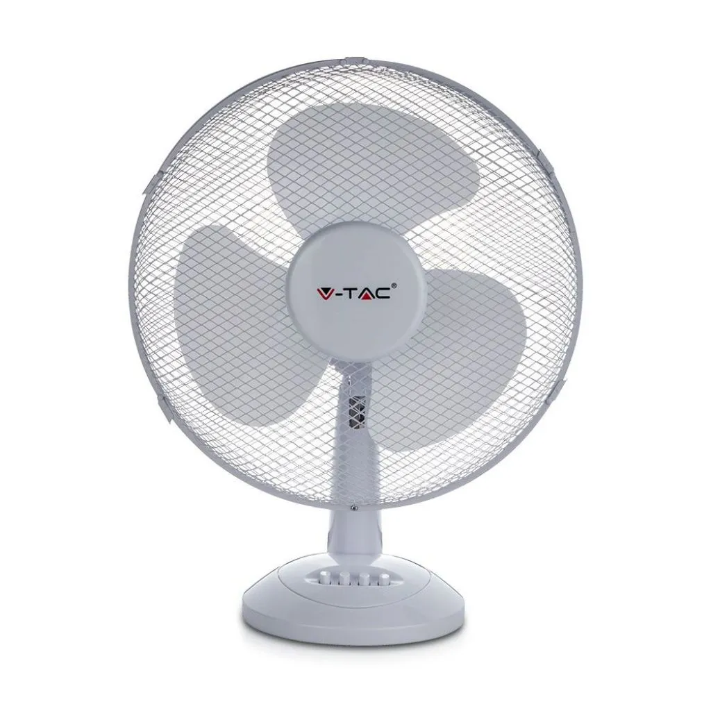 Ventilatore da Scrivania 40W 3 Pale a 3 Velocità Rotante Colore Bianco (410mm), vista frontale