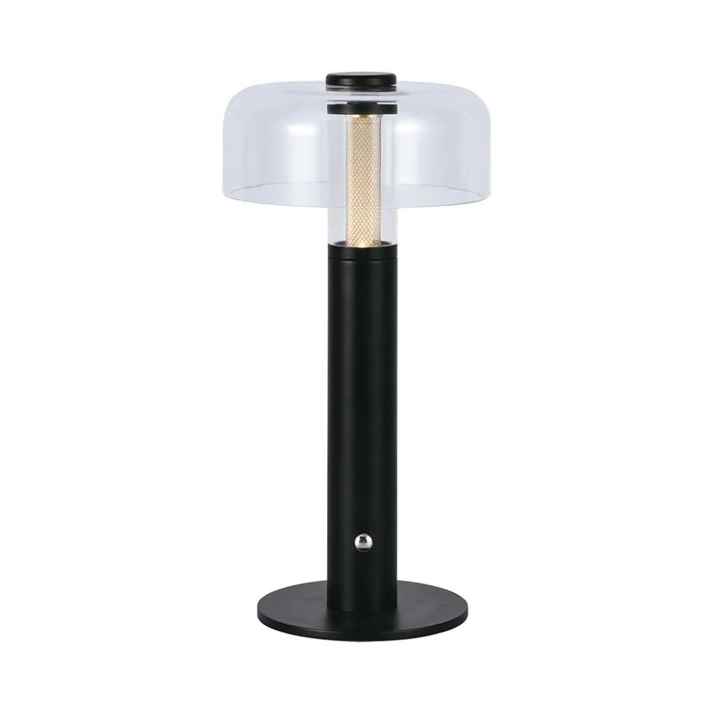 Lampada LED da Tavolo 1W Colore Nero e Bianco Trasparente Ricaricabile con USB C Touch Dimmerabile 3in1, vista frontale