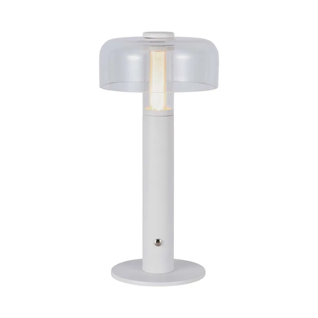 Lampada LED da Tavolo 1W Colore Bianco e Bianco Trasparente Ricaricabile con USB C Touch Dimmerabile 3000K, vista frontale