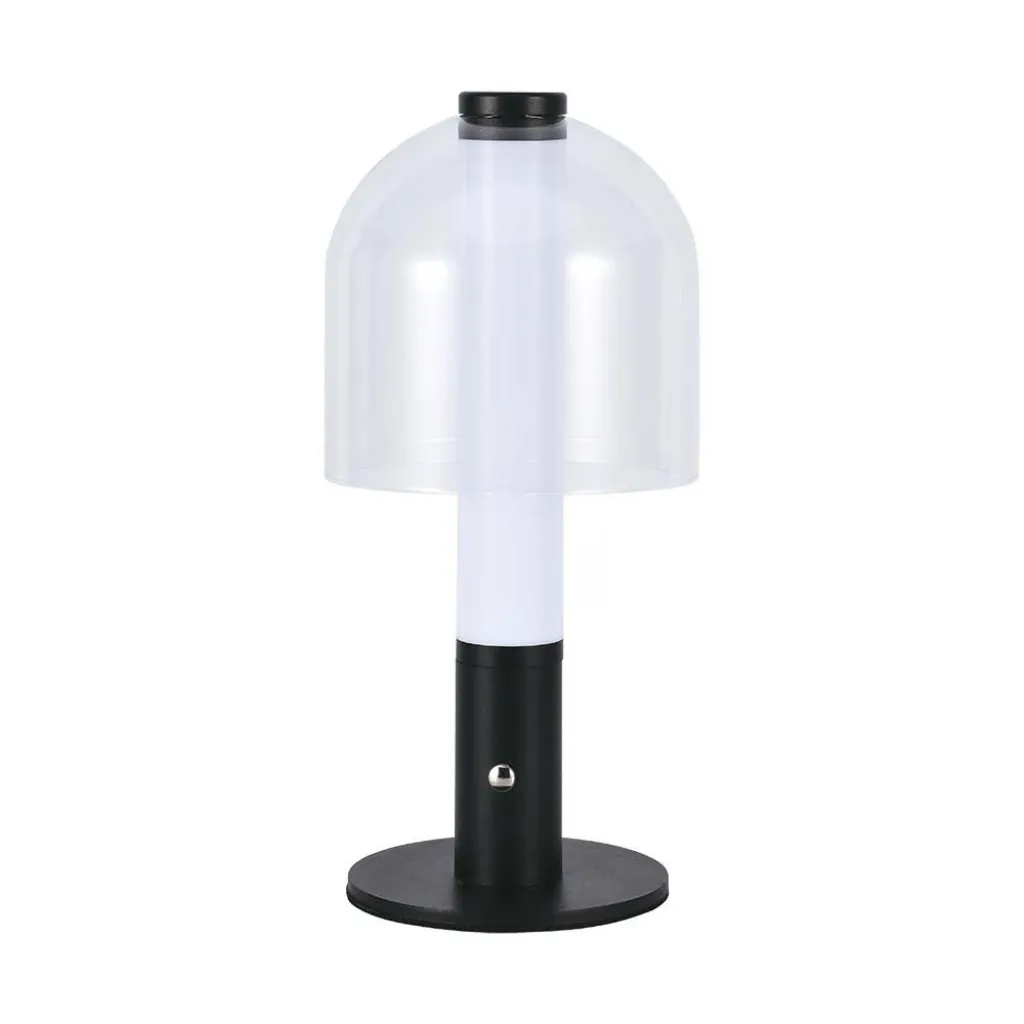 Lampada LED da Tavolo 2W Colore Nero e Bianco Trasparente Ricaricabile con USB C Touch Dimmerabile 3000K, vista frontale