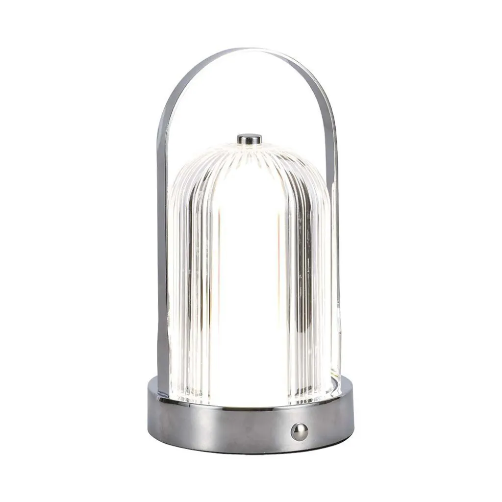 Lampada LED da Tavolo 1W 120x190 Colore Cromo Ricaricabile con USB C Touch Dimmerabile 3in1, vista frontale