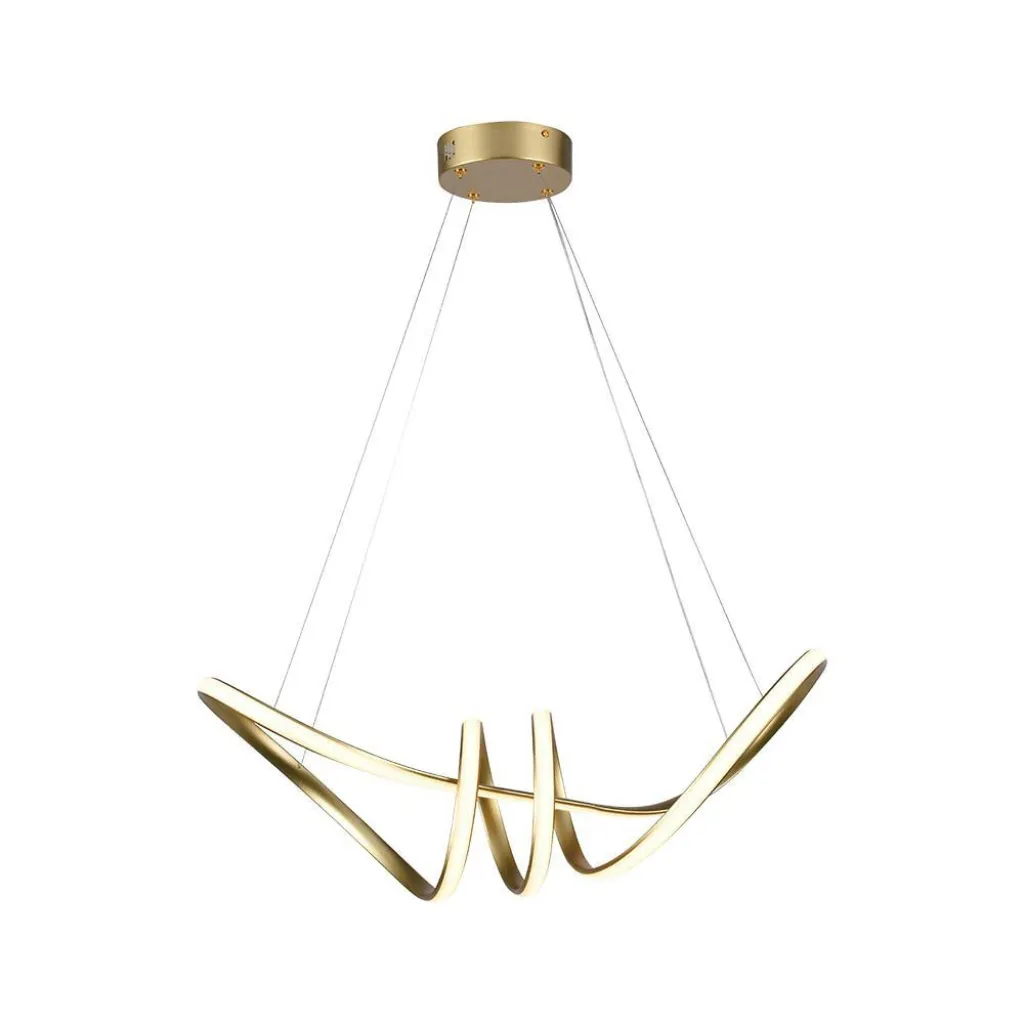 Lampadario LED a Sospensione 24W in Metallo dal Design Moderno 72x30cm Colore Oro 3000K, vista angolata