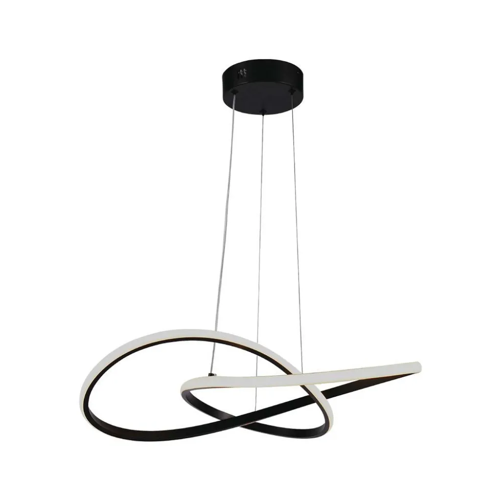 Lampadario LED a Sospensione 20W Decorativo in Metallo dal Design Moderno 50x100cm Colore Nero 3000K, vista frontale
