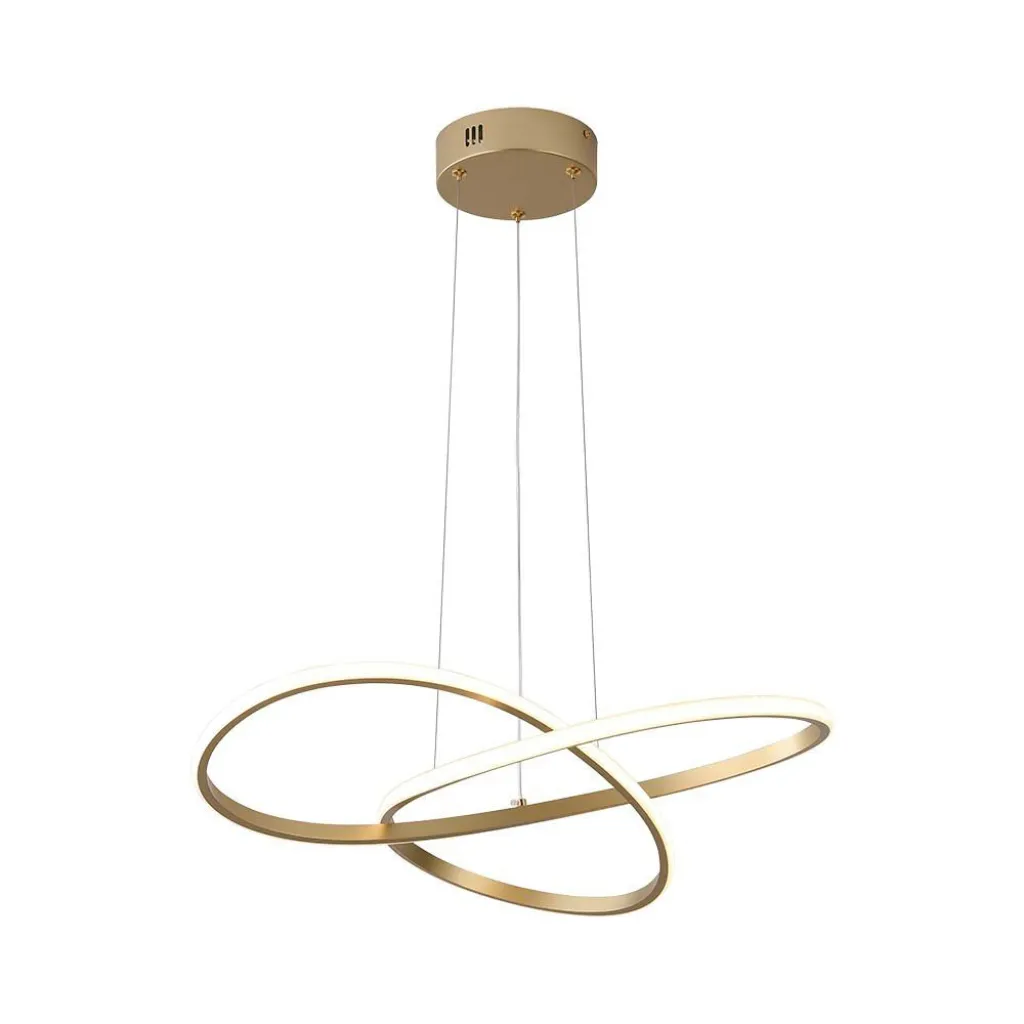 Lampadario LED a Sospensione 20W Decorativo in Metallo dal Design Moderno 50x100cm Colore Oro 3000K, vista frontale angolata