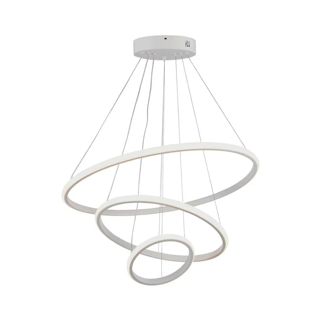 Lampadario LED a Sospensione con 3 Cerchi 32W in Metallo Colore Bianco 60x40x20cm 3000K, vista frontale