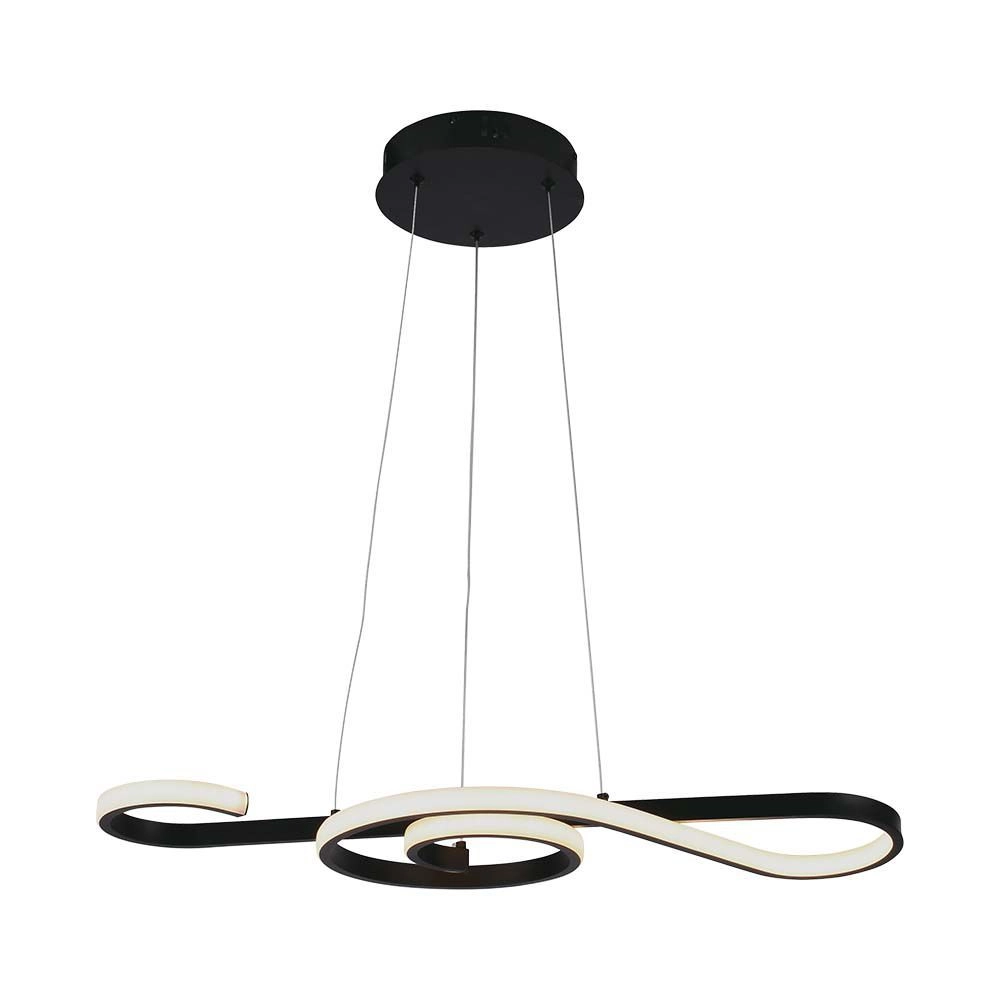 Lampadario LED a Sospensione 18W in Metallo dal Design Moderno 70x25cm Colore Nero 3000K, vista frontale