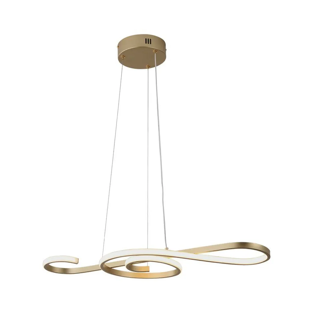 Lampadario LED a Sospensione 18W in Metallo dal Design Moderno 70x25cm Verniciato Oro 3000K, vista angolata