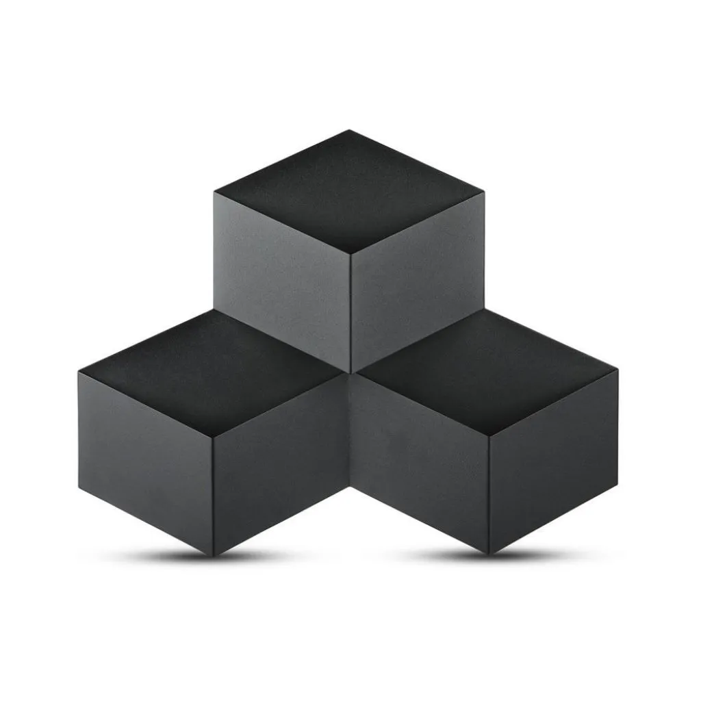 Lampada LED da Muro Squadrata a Forme Sovrapposte 9W Colore Nero 3000K, vista angolata generale