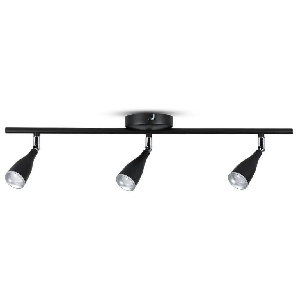 Faretto Led Da Muro Triplo 135W Con Testa Orientabile Colore Nero 3000K, vista frontale