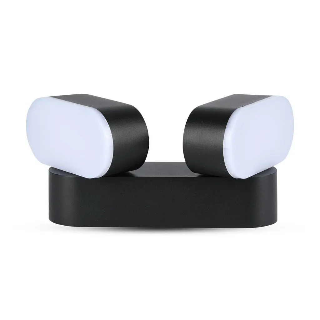 Lampada LED da Muro Ovale 12W 110LM/W Colore Nero con Doppia Testa Ruotabile 3000K, vista frontale
