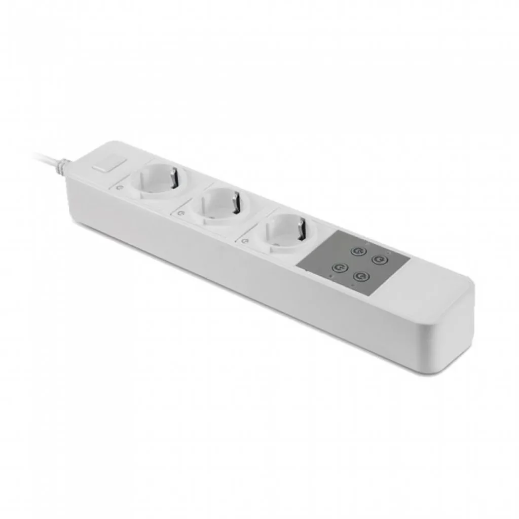 Multipresa con Spina a Schuko WiFi 3 10A 2P + Schuko Interruttori Compatibile con Google Home e Amazon Alexa via App V-Tac Smart, vista angolata